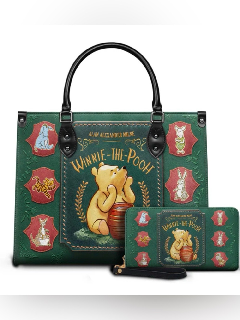 Winnie-the-Pooh Green Illustration Purse and Wallet